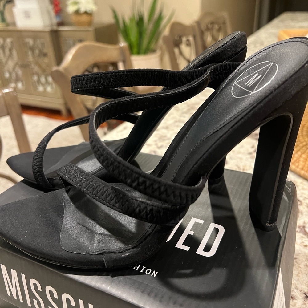 Missguided Black Chunky Heeled Sandals